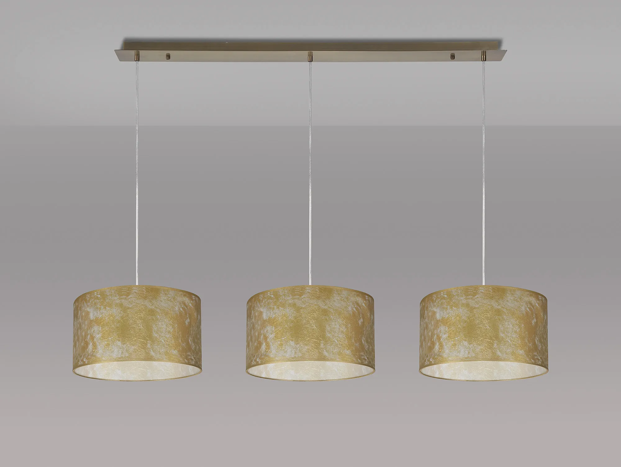 Baymont 30cm Shade 3 Light Pendant Antique Brass, Gold Leaf DK0839  Deco Baymont AB GL